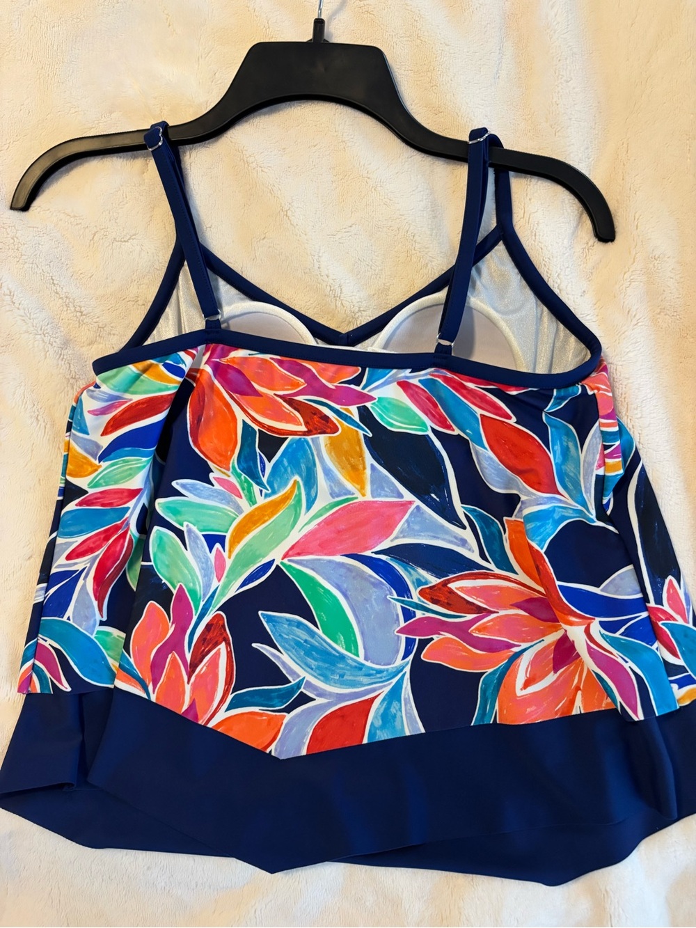 Maxine of Hollywood Navy Floral Ruffled Tank One-Piece